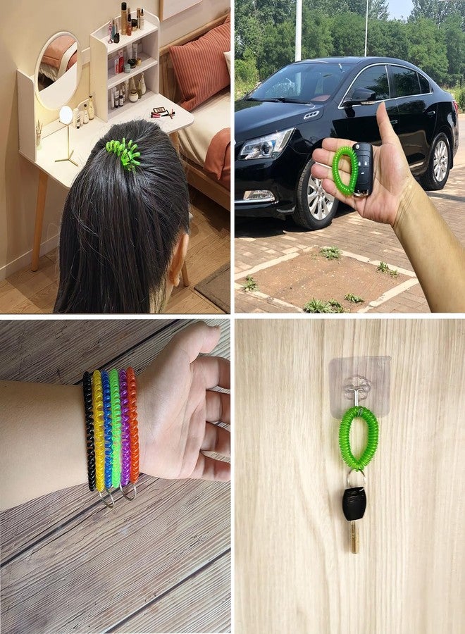 HAMIYELL Pack of 6 Colorful Spring Spiral Wrist Coil Key Chain, Wristband Key Ring - Image 5
